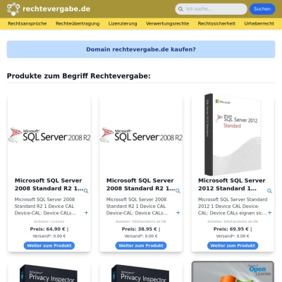 Screenshot rechtevergabe.de