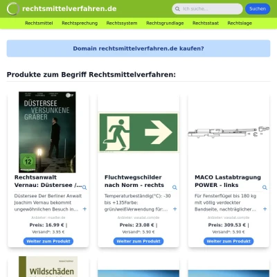 Screenshot rechtsmittelverfahren.de