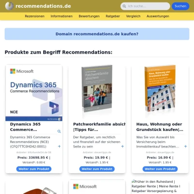 Screenshot recommendations.de