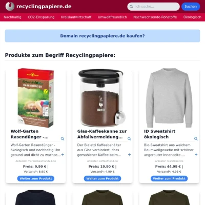 Screenshot recyclingpapiere.de