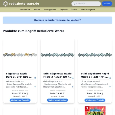 Screenshot reduzierte-ware.de