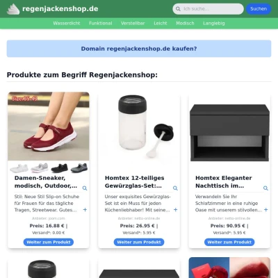 Screenshot regenjackenshop.de