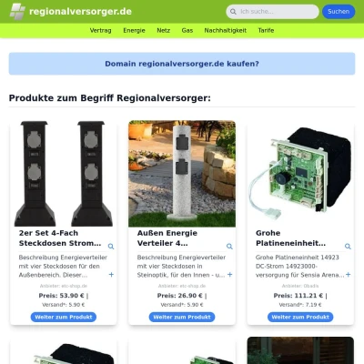 Screenshot regionalversorger.de