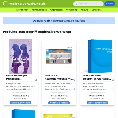 Screenshot regionalverwaltung.de