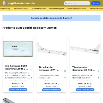 Screenshot registernummer.de