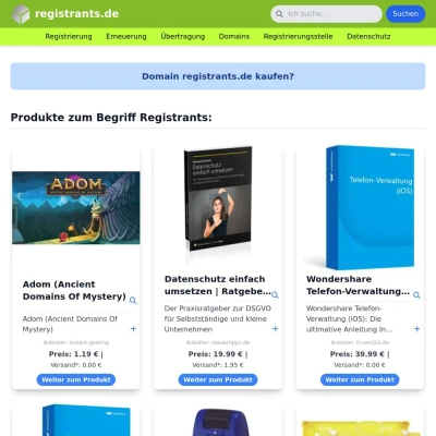 Screenshot registrants.de