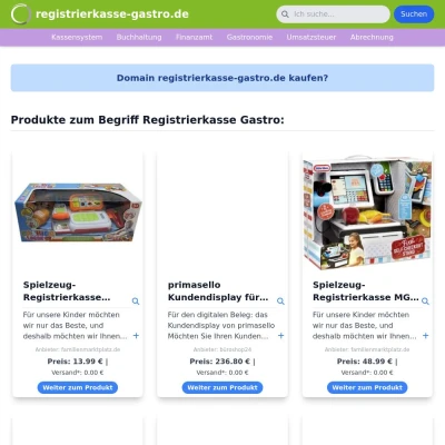 Screenshot registrierkasse-gastro.de