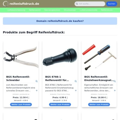 Screenshot reifenluftdruck.de