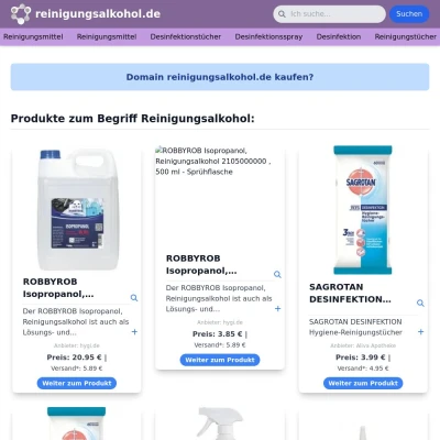 Screenshot reinigungsalkohol.de