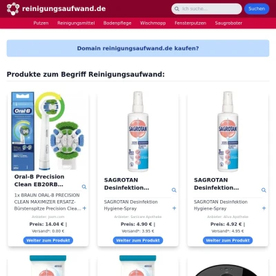 Screenshot reinigungsaufwand.de