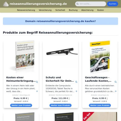 Screenshot reiseannullierungsversicherung.de