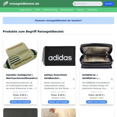 Screenshot reisegeldbeutel.de