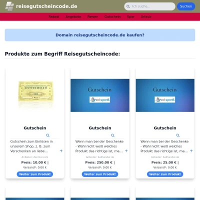 Screenshot reisegutscheincode.de