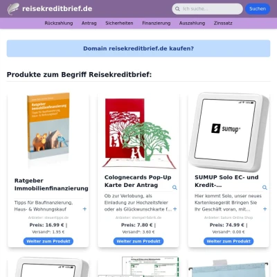Screenshot reisekreditbrief.de