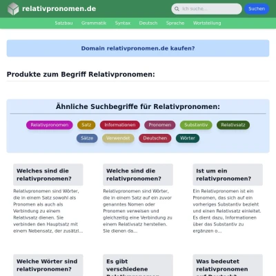 Screenshot relativpronomen.de
