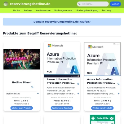 Screenshot reservierungshotline.de