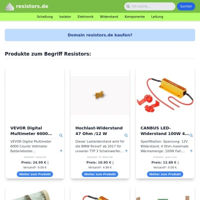 Screenshot resistors.de