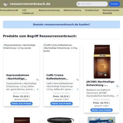 Screenshot ressourcenverbrauch.de