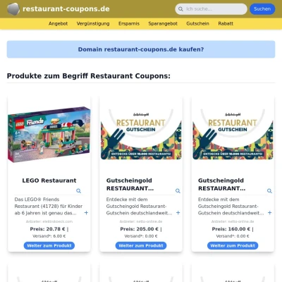 Screenshot restaurant-coupons.de