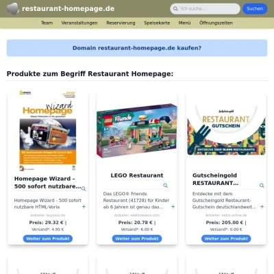 Screenshot restaurant-homepage.de