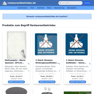 Screenshot restaurantbetriebe.de