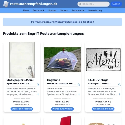 Screenshot restaurantempfehlungen.de