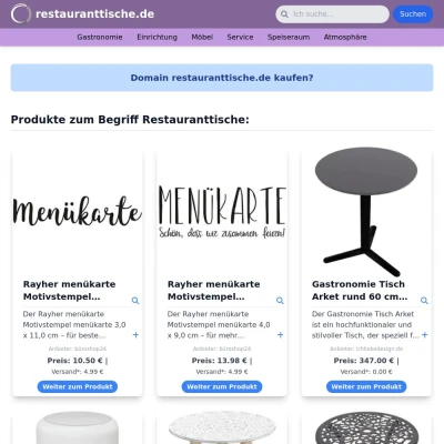 Screenshot restauranttische.de