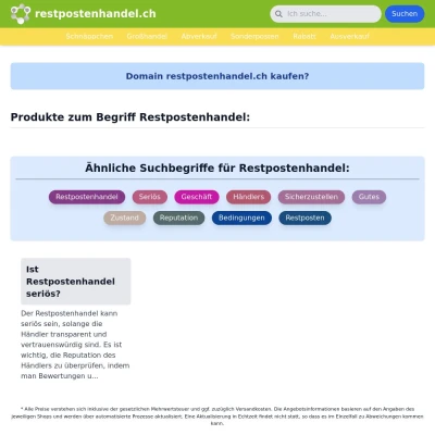 Screenshot restpostenhandel.ch