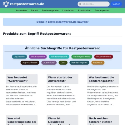 Screenshot restpostenwaren.de