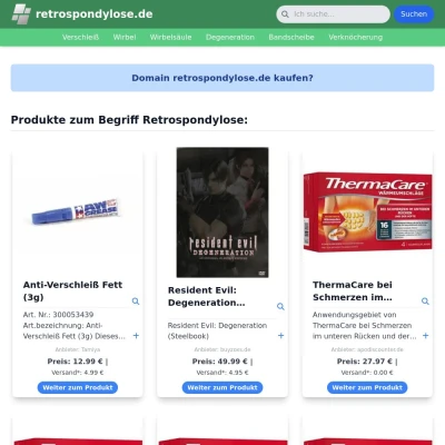 Screenshot retrospondylose.de