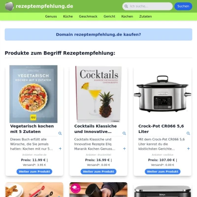 Screenshot rezeptempfehlung.de