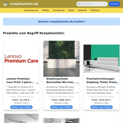 Screenshot rezeptionistin.de