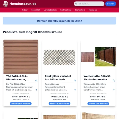 Screenshot rhombuszaun.de