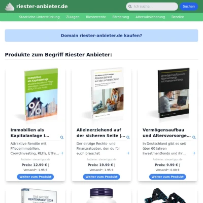 Screenshot riester-anbieter.de