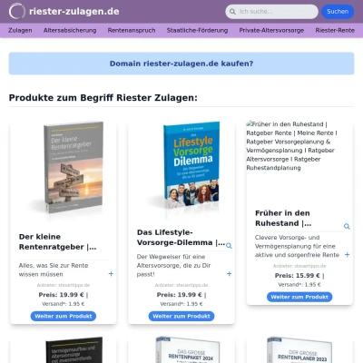 Screenshot riester-zulagen.de