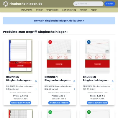 Screenshot ringbucheinlagen.de