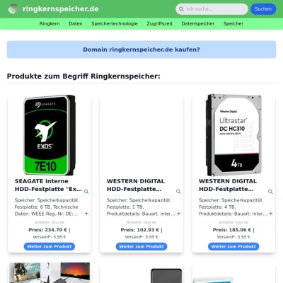 Screenshot ringkernspeicher.de