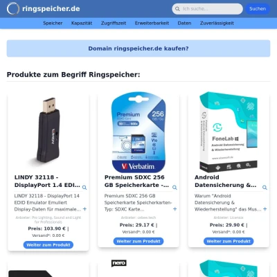 Screenshot ringspeicher.de