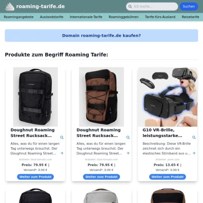 Screenshot roaming-tarife.de