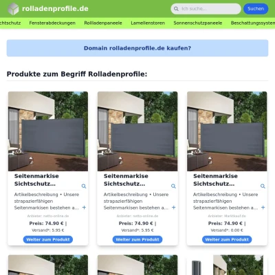 Screenshot rolladenprofile.de