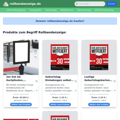 Screenshot rollbandanzeige.de