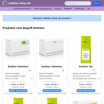 Screenshot rotklee-shop.de