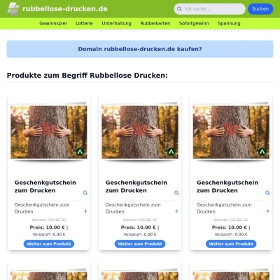 Screenshot rubbellose-drucken.de