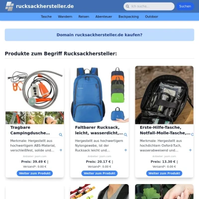 Screenshot rucksackhersteller.de