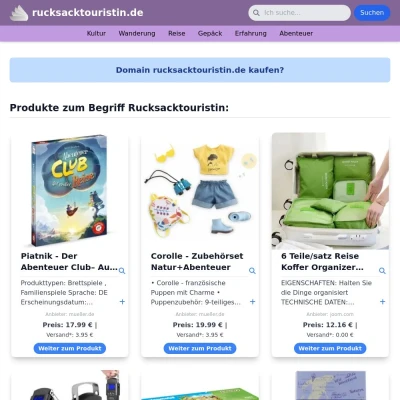 Screenshot rucksacktouristin.de