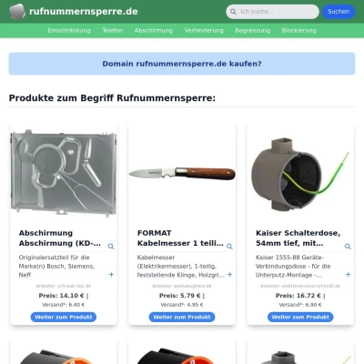 Screenshot rufnummernsperre.de