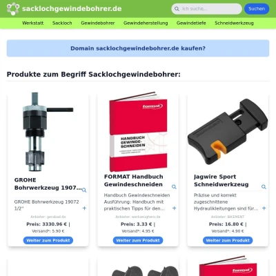 Screenshot sacklochgewindebohrer.de