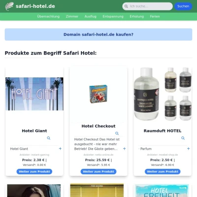 Screenshot safari-hotel.de