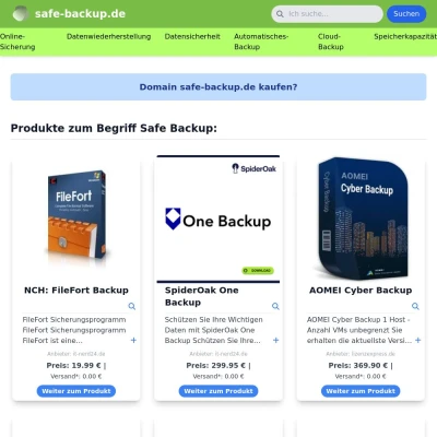 Screenshot safe-backup.de