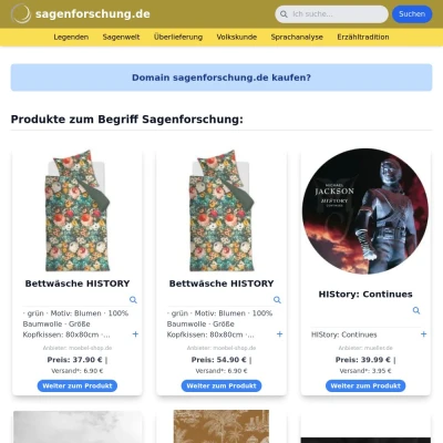 Screenshot sagenforschung.de